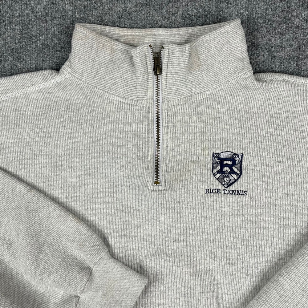 Sportswear Sweatshirt Mens XL Gray Rice University Tennis Quarter Zip Ribbed